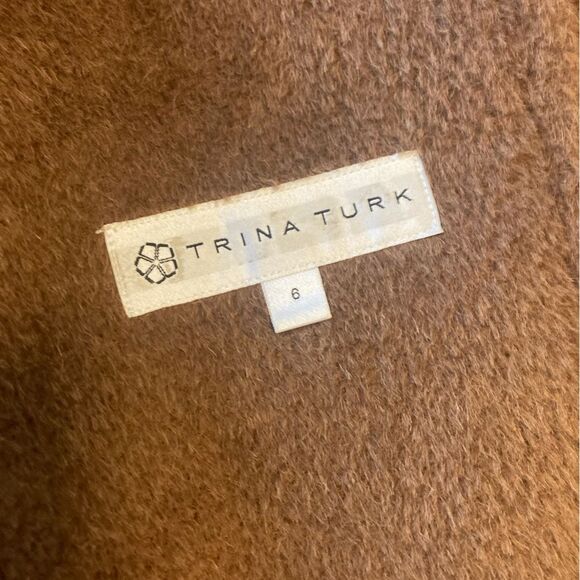 Trina Turk Nancy Double Breasted Peacoat Alpaca Wool Brown Oversized Coat - Picture 6 of 10